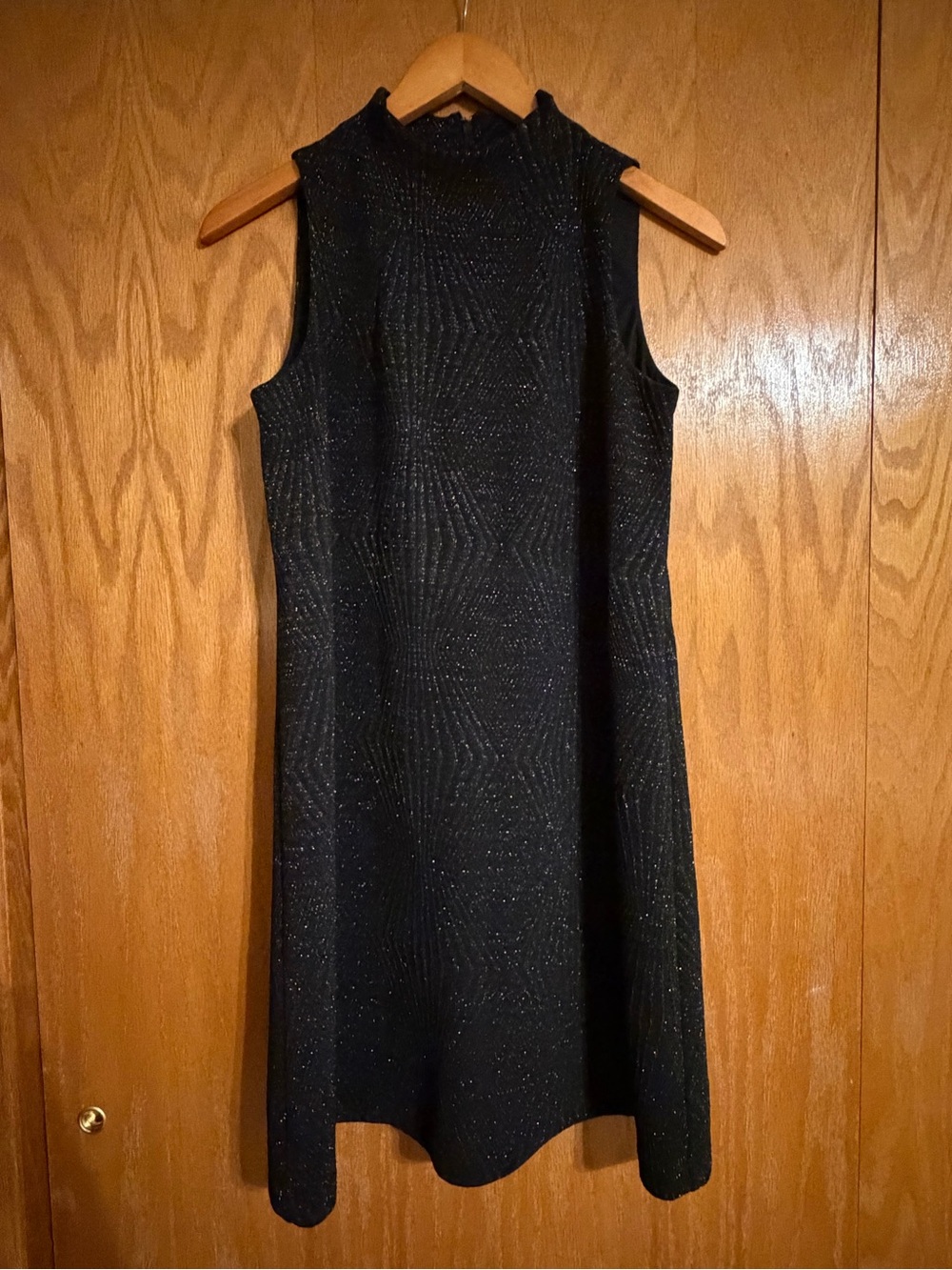 ECI Black Sparkle Sleeveless Mock-Neck Dress